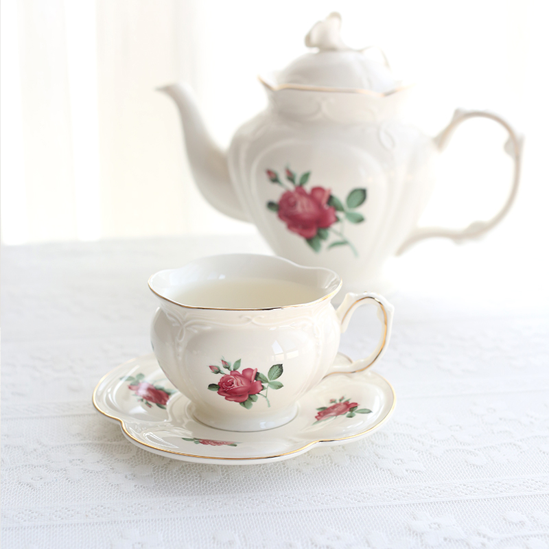Coffee Tea English - Französische europäische Hofkaffeetasse aus Keramik mit