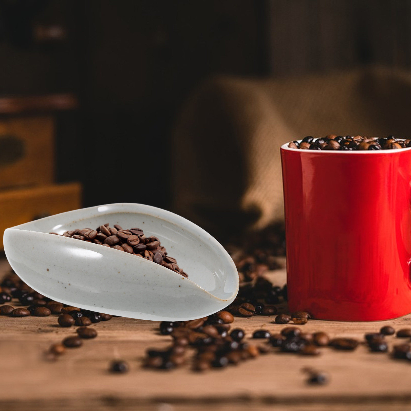 Coffee Bean And Tea Leaf - Keramik-Kaffeebohnen-Dosierschale Multifunktions-Wägebecher für Espressobohnen, Teeblätter, Präzisionsmessung,