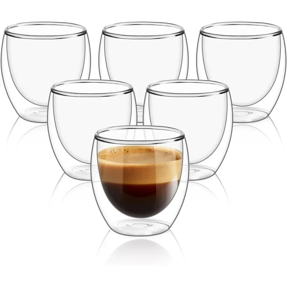 Double Wall Mug - 6 Stück klare doppelwandige Kaffeetassen aus