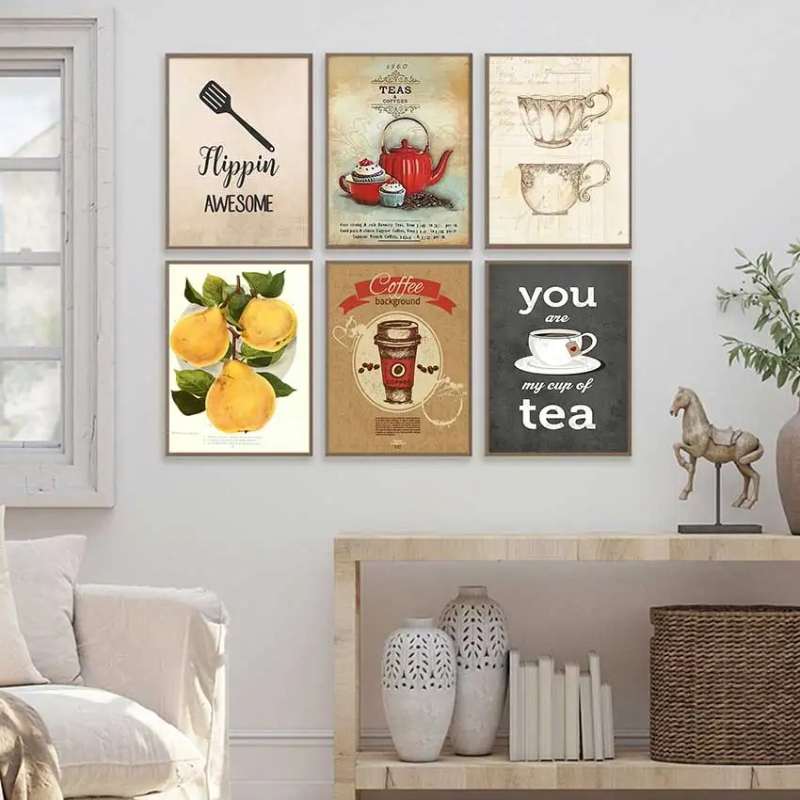Coffee Tea Pictures - Vintage Kaffee- und Teezeit-Poster mit Cupcakes,