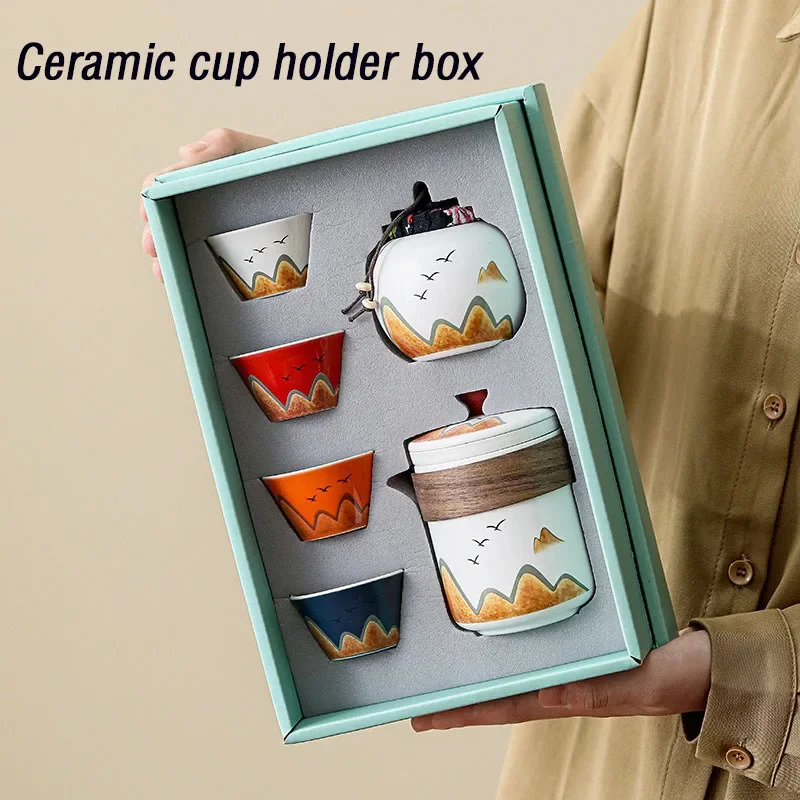 Coffee Tea Sugar Set - Geschenkbox, Keramik-Teetasse im chinesischen Stil, Teekanne