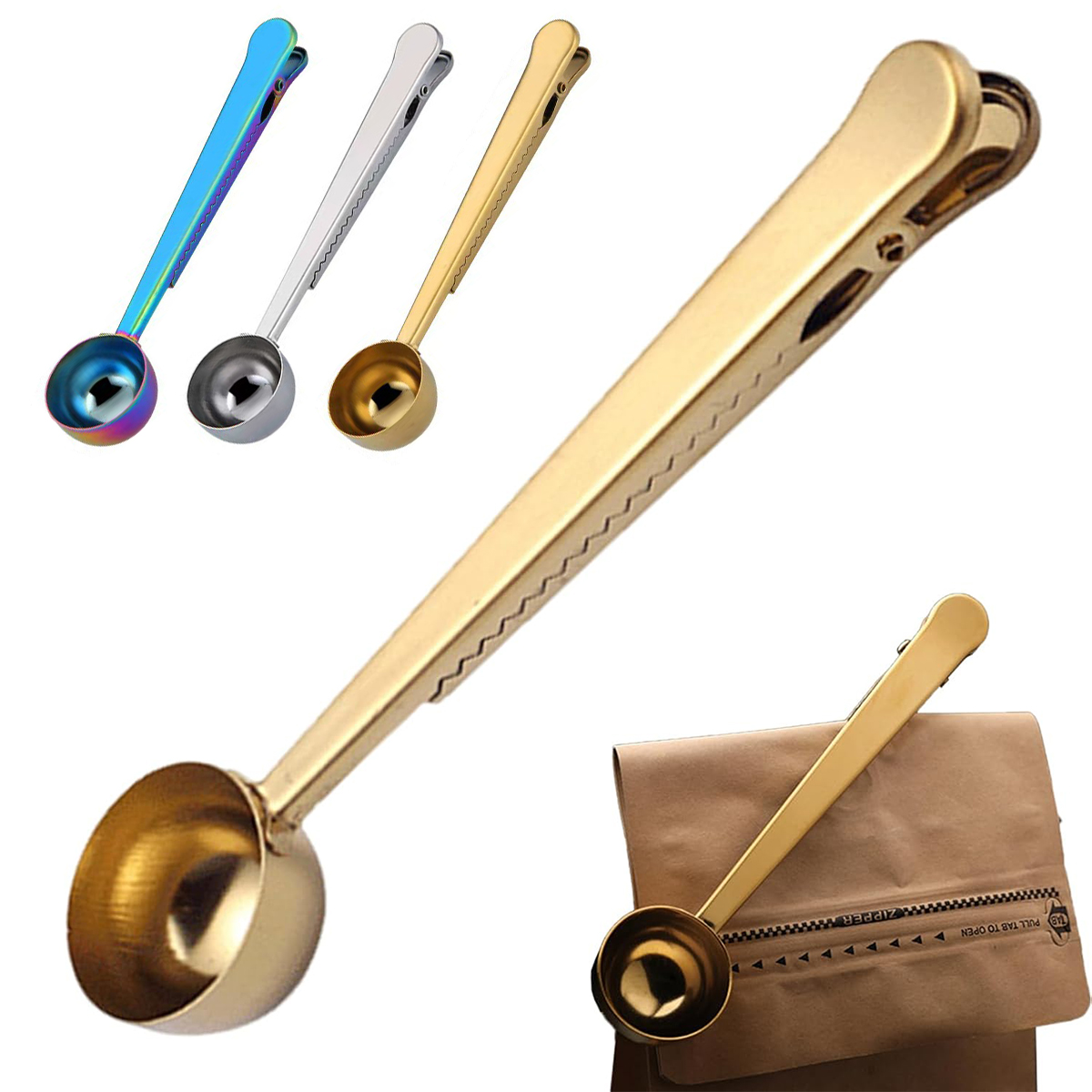 Coffee Tea Spoon - 2-in-1 Edelstahl-Kaffeelöffel mit Beutelclip und langem