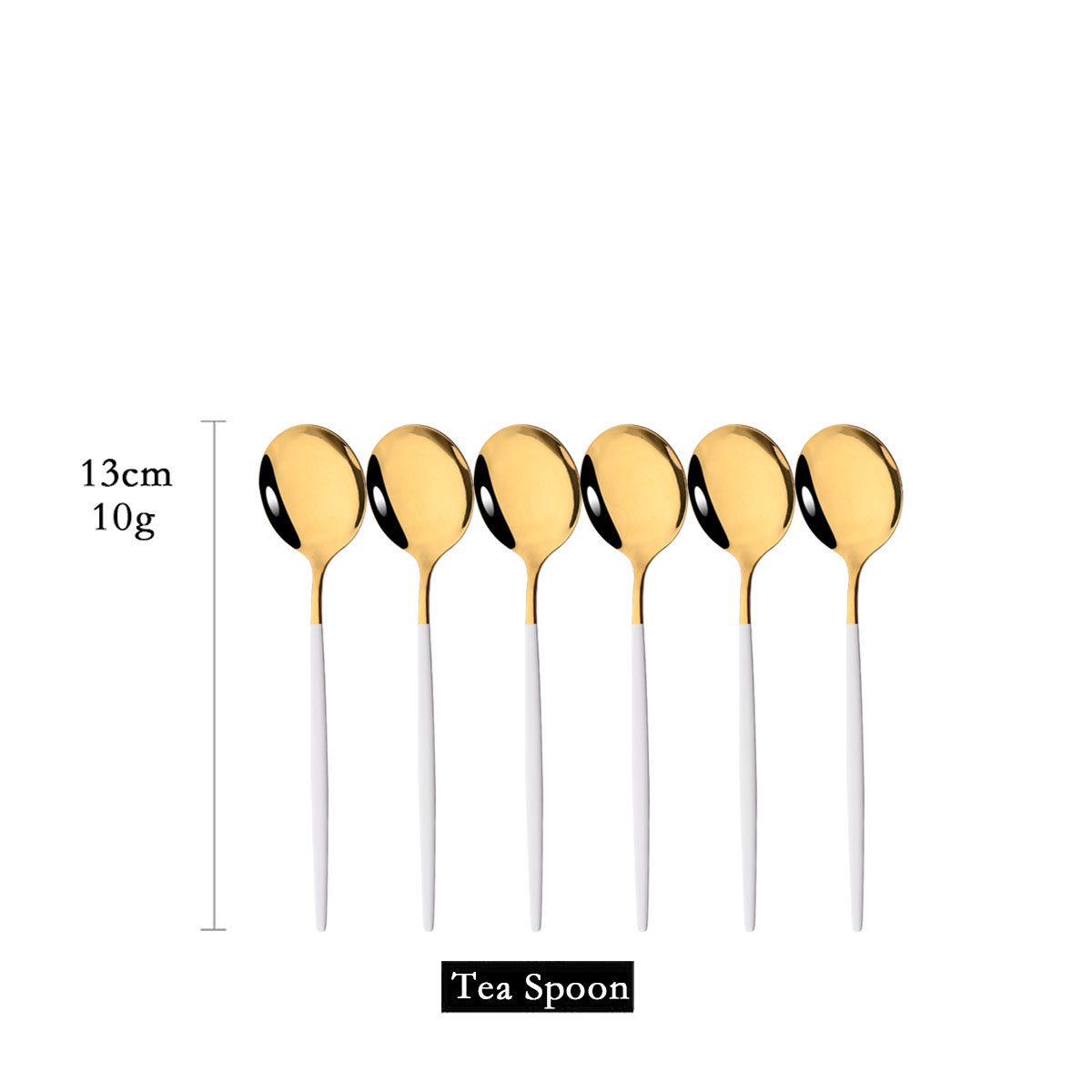 Coffee Tea Sugar Set - 6Pcs Spiegel Weiß Gold Tee Löffel