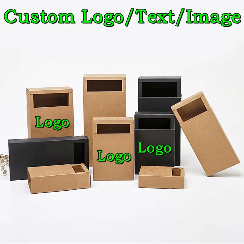 Coffee Tea Logo - 20 Stück 350g/m² Schubladen-Kraftpapier Schwarze Faltbox
