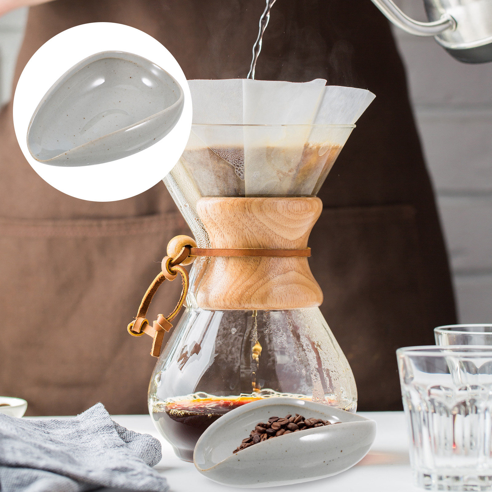 Coffee Bean And Tea Leaf - Keramik-Kaffeebohnenablage, Multifunktions-Dosierbecher, Wiegekelle, Messschale, Halter für