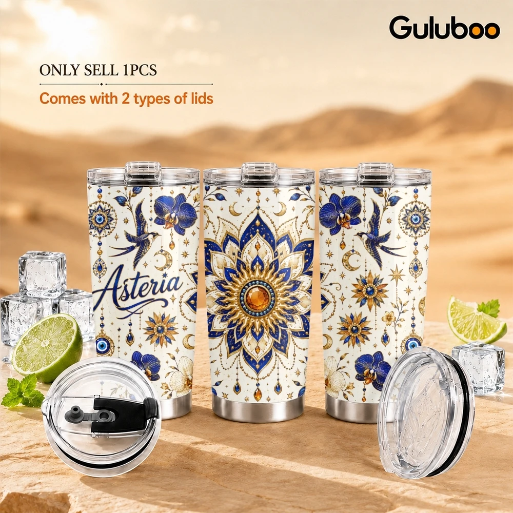 Double Wall Mug - Luxuriöse Boho Evil Eye Mandala Vakuum-Thermosflaschen