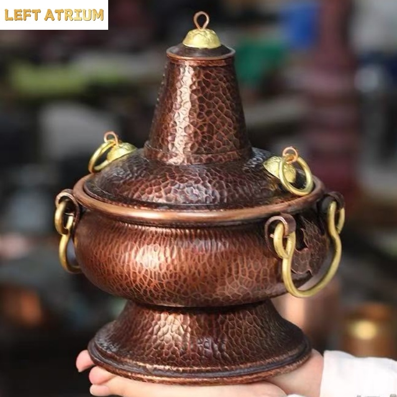 Coffee Bean And Tea Leaf - Multifunktionale Reine Kupfer-Vase Handgefertigt mit Blättermotiv