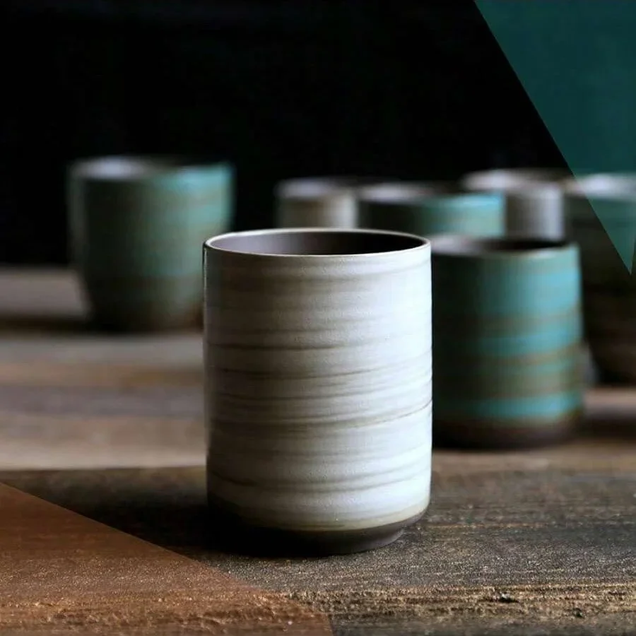 Coffee Tea Pictures - Handbemalte Crackle Glaze Steinzeugtasse, Vintage asiatische