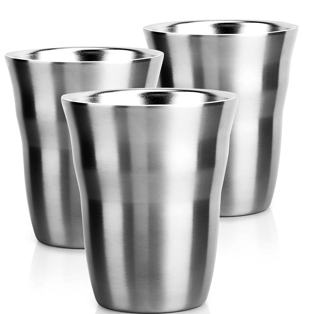 Double Wall Mug - 2/3er-Pack Metallbecher, 8 Unzen Edelstahlbecher, doppelwandig,